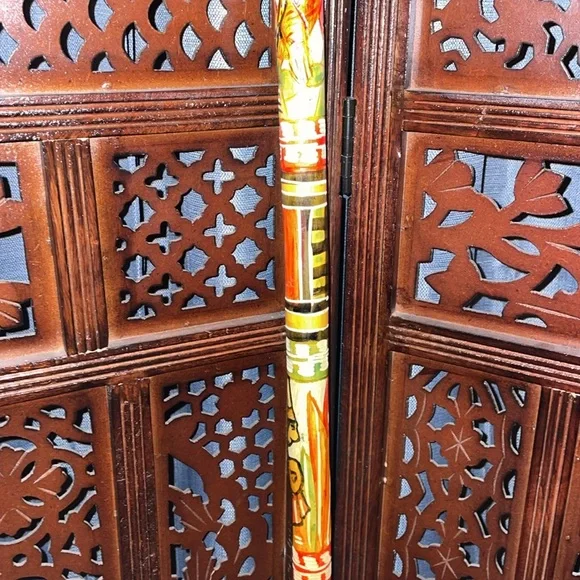 Vintage Hand carved painted Wooden Walking Cane - Picture 3 of 7